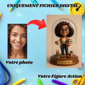 Figurine Personnalisée Action Figure | Diplôme, Métier ou Passion | Fichier à Imprimer | Illustration Cartoon Boule style e neige Packaging