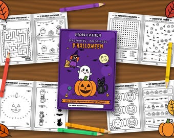 Halloween Activity Book for Kids Ages 4-10, 27 Printable Pages, Coloring Pages, Mazes, Word Search, Dot to Dot, Kids Party Games PDF