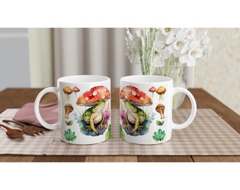 Frog and Mushrooms Mug 325 ml - 7 Colors Available | Original and Charming Gift