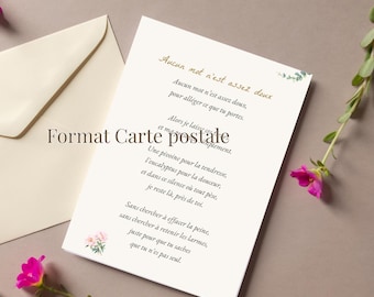 Peony and Eucalyptus Sympathy Card | Original Mourning Poem | Printable Sympathy Card (He is not alone) | Instant PDF