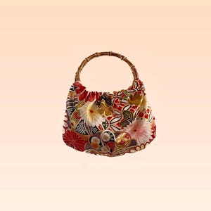 Handmade Quality Silk Material Bag with Bamboo Handles