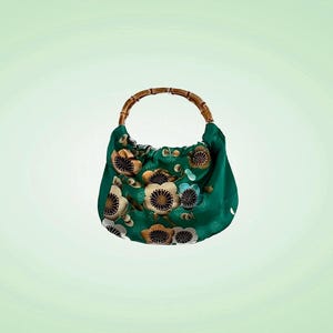 Handmade Quality Silk Material Bag with Bamboo Handles