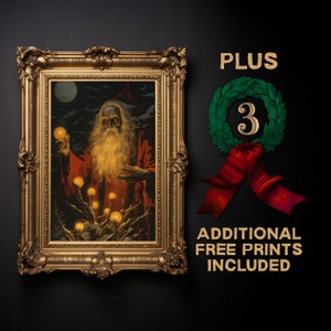 PRINTABLE Gothic Creepy Santa Print, Christmas Vintage Print, Krampus Wall Art, Spooky Dark Christmas Illustration, Dark Academia Wall Art