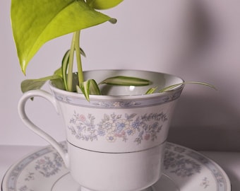 Upcycled Floral Teacup Planter | with Drainage !