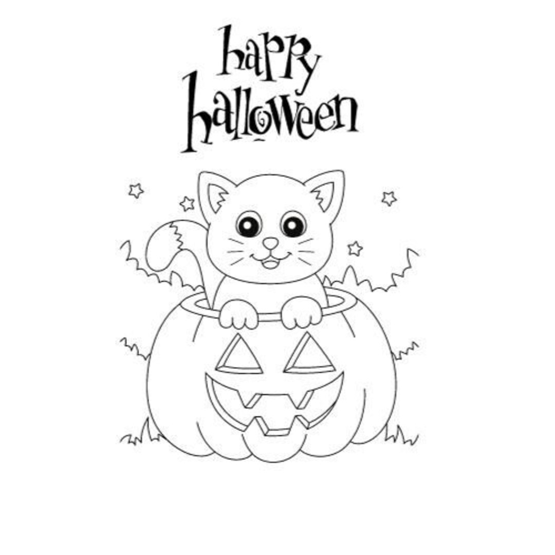Halloween Coloring Page Etsy