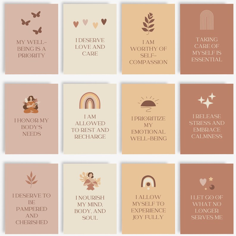 Editable Self-care Affirmation Cards Deck Self Love, Wellness Life ...