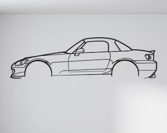 S2000 / Arte mural de metal premium con forma de coche para decoración del hogar o la oficina