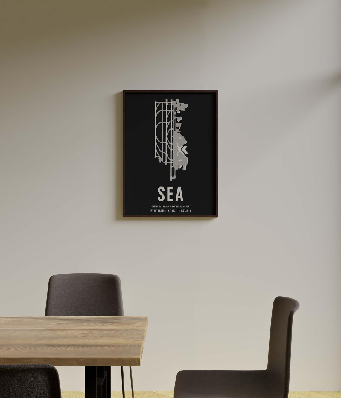 SEA Seattle Airport Map Diagram Poster | Detailed Print | Premium ...