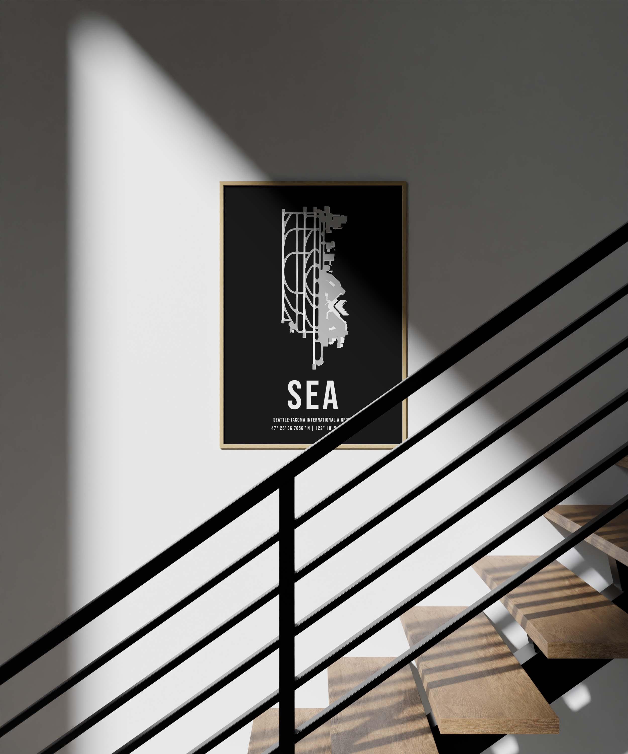 SEA Seattle Airport Map Diagram Poster | Detailed Print | Premium ...