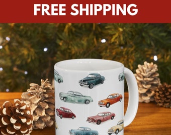 Retro Rides Classic Car 11oz Coffee Mug, Classic Car Coffee Mug, Car Coffee Mug, Cars and Coffee Mug, Car Enthusiast Mug, Car Collector Mug,