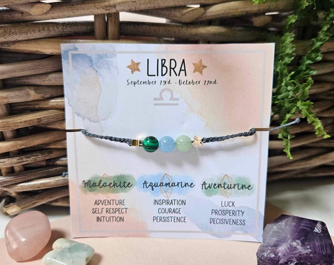 Libra Zodiac Crystal Bead Bracelet