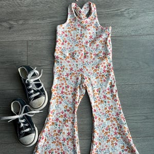 Floral bell bottom romper