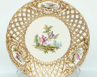 A Beautifully Handpainted 19th Century Cabinet Exotic Bird Plate in the Meissen Style but Unmarked