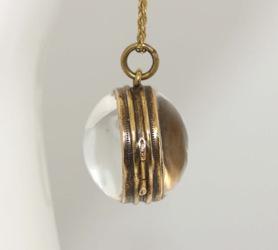 Antique 19th Century Rolled Gold Rock Crystal Orb… - image 3