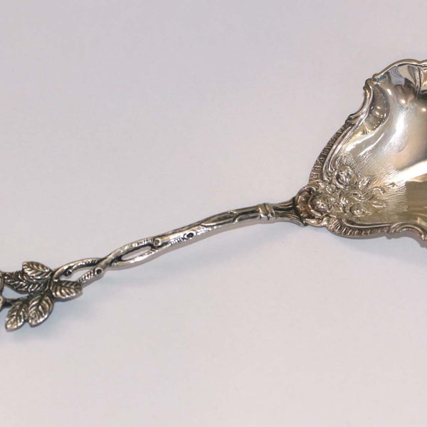 Prettiest Hildesheim Rose Serving Condiment Jam Spoon 835 Silver in Original box such as it is.