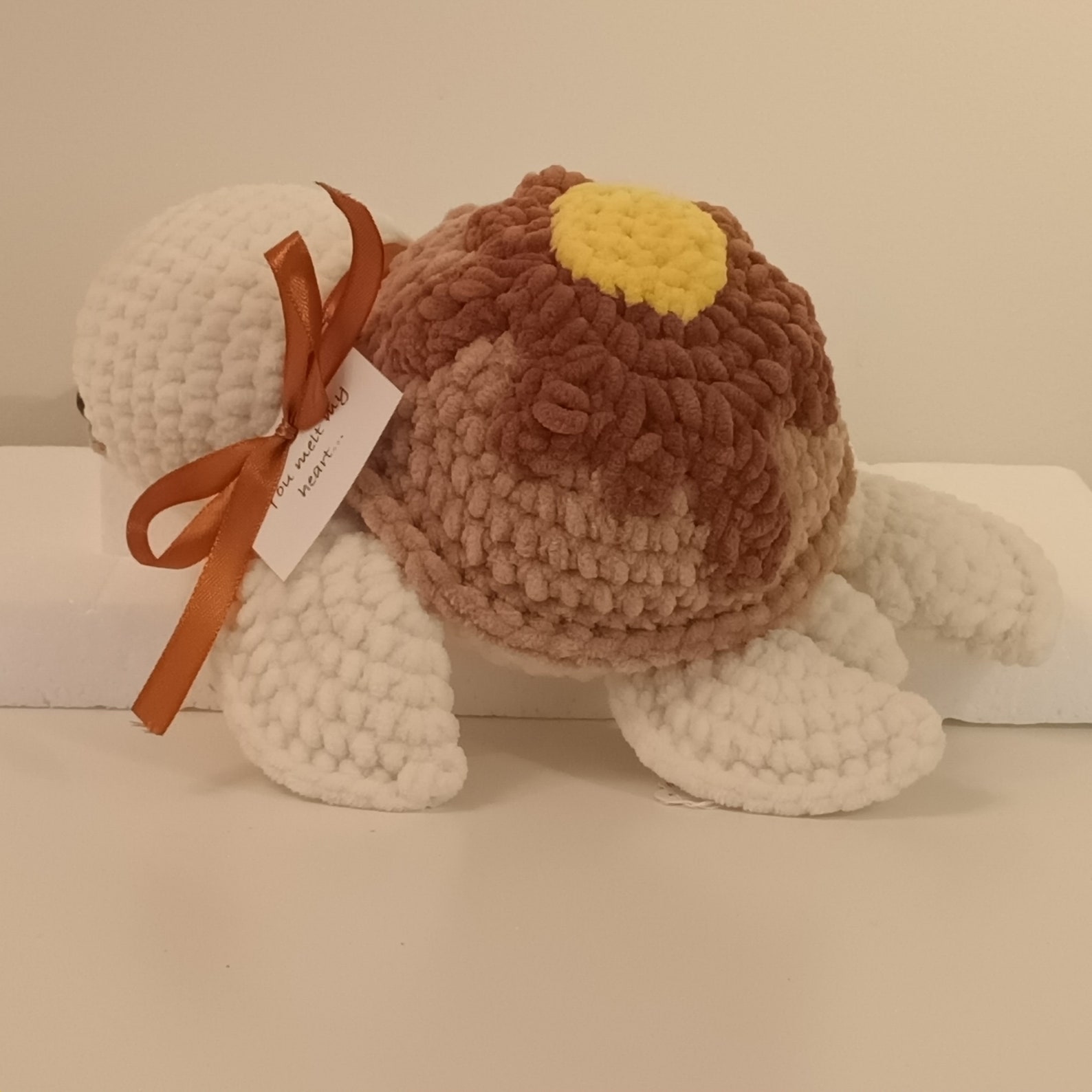 Pancake Syrup and Butter Turtle Plushie, a Crochet Toy Featuring a