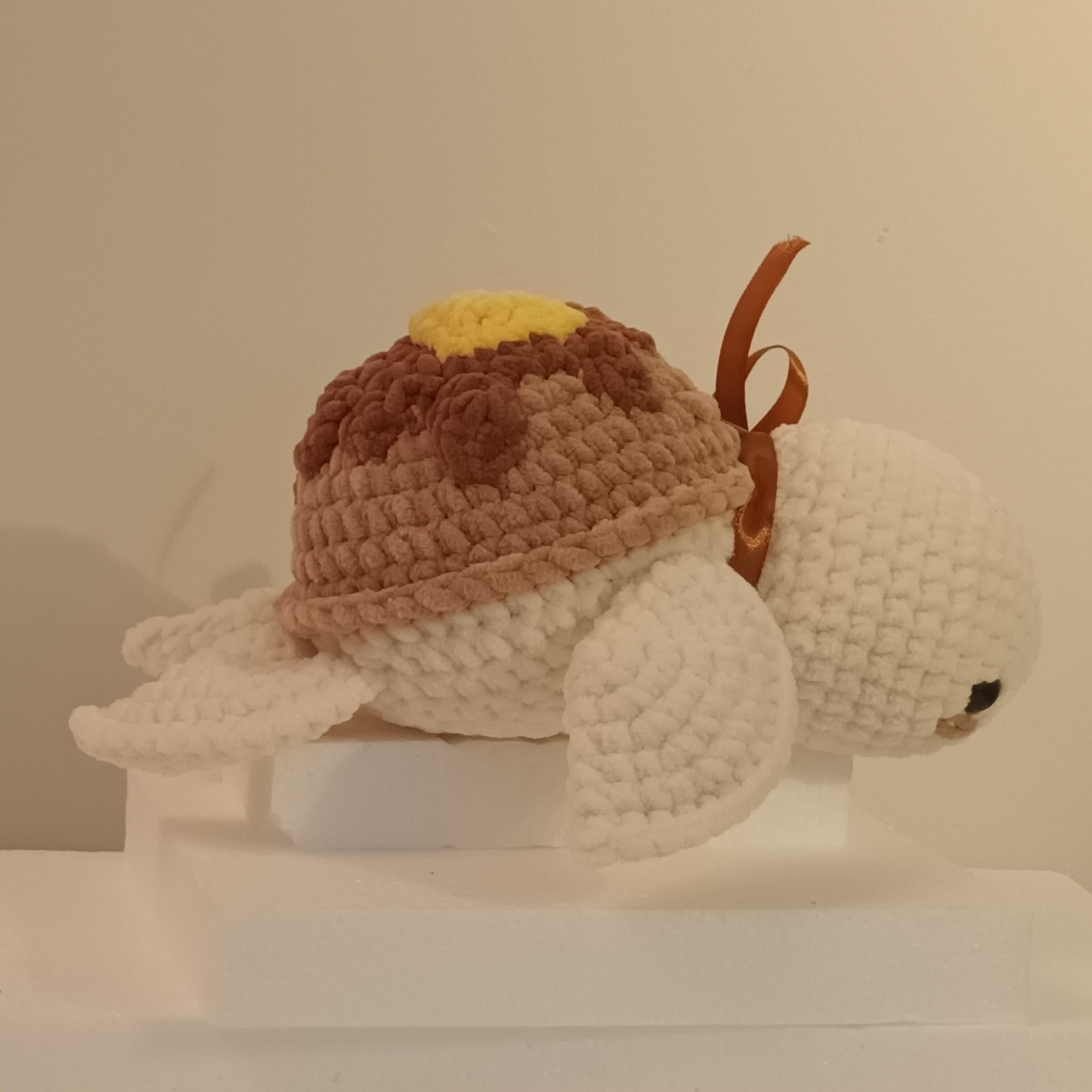 Pancake Syrup and Butter Turtle Plushie, a Crochet Toy Featuring a