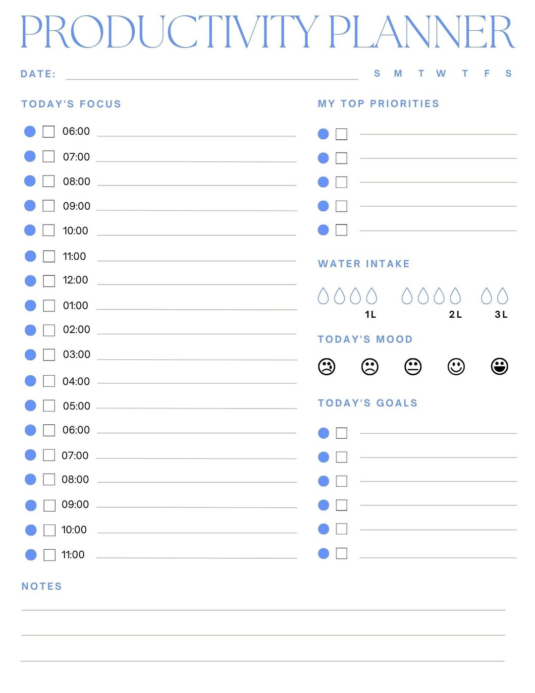 Daily Productivity Planner Printable, Instant Download, Daily to Do ...