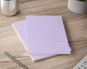 Purple Lavender Cute Aesthetic Smiley Face Lined Notebook