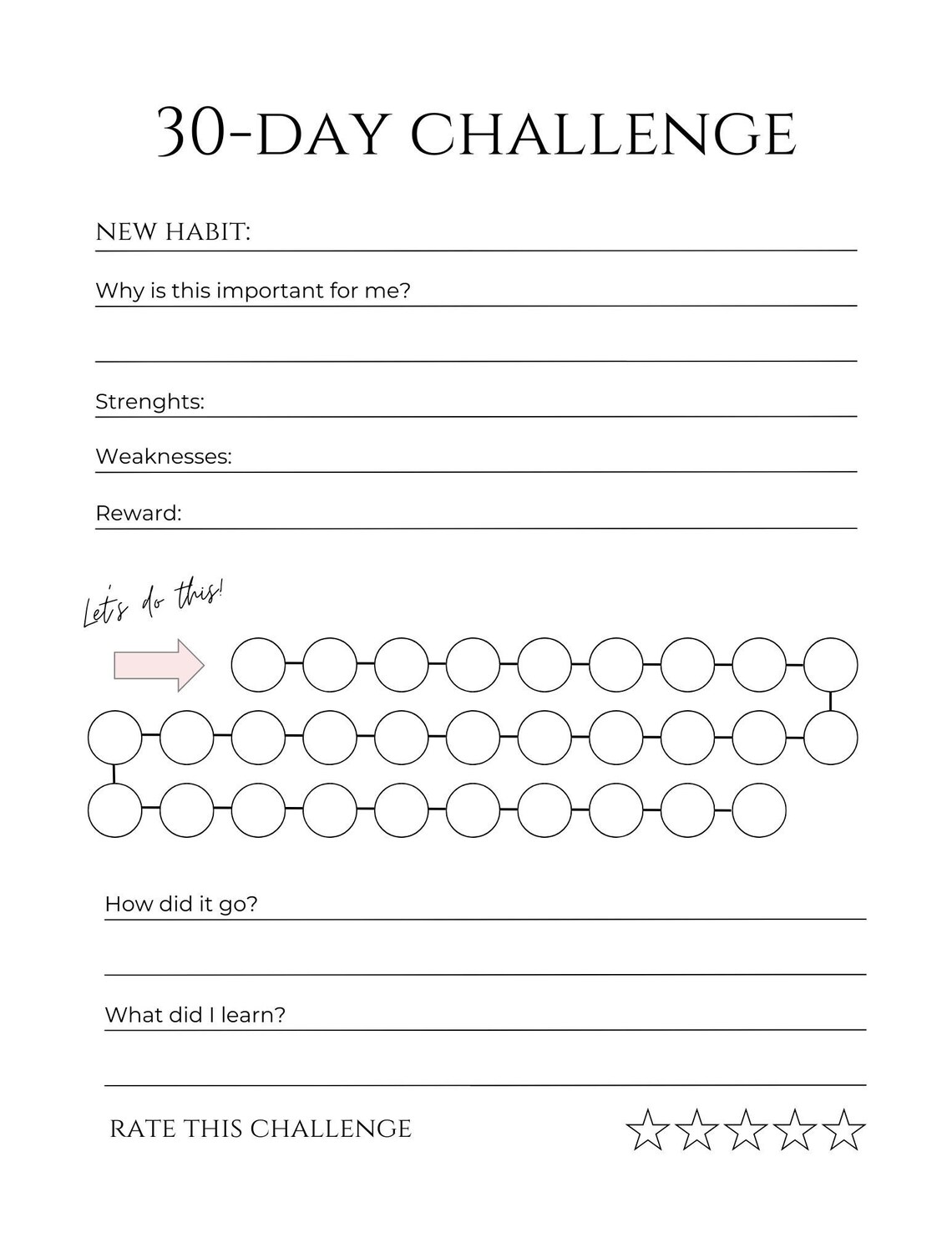 Printable 30-day Challenge, Printable Habit Tracker, Instant Download ...