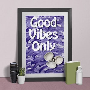 Good Vibes Only | printable art | beach house decor | summer wall art | poster | purple art | beach aesthetic | beachy printables| download