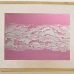 Colorful Coastal Wall Art, Barrel Wave in Pink, Light Pink Abstract Art, Simplistic Living Room Wall Art, Beachy Room Décor, Digital Print
