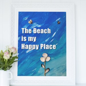 BEACH WALL ART | Printable Wall Art | Beach House Decor | Seashell Flowers | Living Room Art | Downloadable Prints | Maximalist Art | Happy