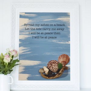 Spread my Ashes on a Beach| beach wall art | artsy and blue | poster | blue room decor | seashell art | beachy printables | download