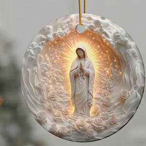 Pacchetto di ornamenti celesti della Beata Vergine Maria, pacchetto di ornamenti natalizi cattolici in stile avorio, regalo del sacerdote della Vergine Maria di Nostra Signora di Guadalupe