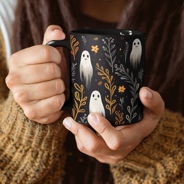 Cute Ghosts 11oz Coffee Mug, Festive Halloween Ceramic Mug, Fall aesthetic, Halloween theme, perfect gift for Teacher, Fall Decor Ghost Cup