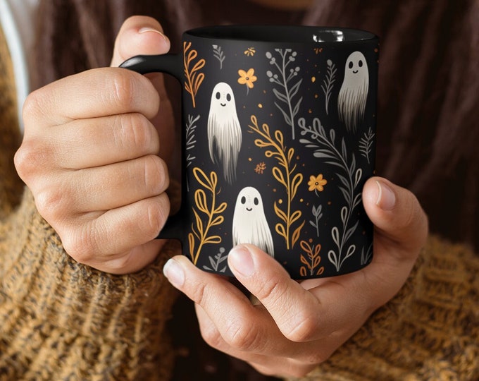 Cute Ghosts 11oz Coffee Mug, Festive Halloween Ceramic Mug, Fall aesthetic, Halloween theme, perfect gift for Teacher, Fall Decor Ghost Cup