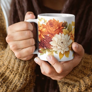 Fall Foliage Mug, Fall Leaf Coffee Mug, Autumn Leaves, 11oz, Thanksgiving, Cozy Home Decor, Cozy Fall Vibes, Fall Leaf Coffee Mug