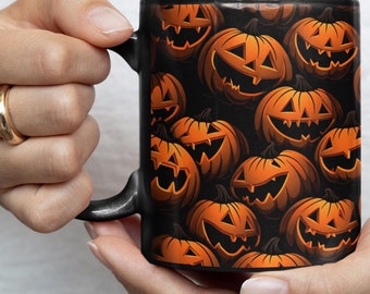 Jack-o'-Lantern 11oz Coffee Mug, Festive Halloween Ceramic Mug Decor, Halloween Lover Gift, Fall Home Decor, Cute Halloween Jack-O'-Lantern