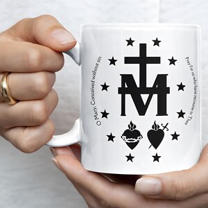 Miraculous Medal Catholic Mug, Catholic Teacher Mug Gift, Blessed Virgin Mary Miraculous Medal Gift for Teacher, Priest, Mentor, Godparent
