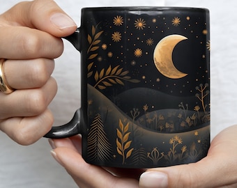 Harvest Moon Mug, 11oz Fall Coffee Mug, Autumn Mug, Fall Harvest, Moon and Stars, Cozy Home Decor, Cozy Fall Vibes, Cornucopia