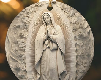 Vår Fru av Guadalupe Vintage Keramikprydnad, Katolsk Julprydnadspaket Gåva, Jungfru Maria Skyddshelgon 3D-prydnad Gåva
