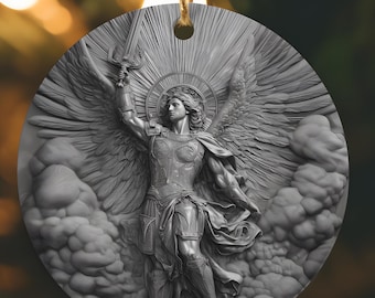 Katolicka ozdoba św. Michała Archanioła, ceramiczny zestaw ozdób chrześcijańskich w stylu tytanowym, prezent dla taty, katolicka ozdoba świąteczna