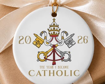 Personalized Catholic Convert Ornament, OCIA Sacraments Gift, The Year I Became Catholic Conversion Ceramic Christmas Ornament, Baptism Gift