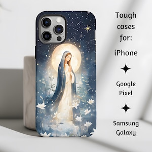 Unbefleckte Empfängnis Jungfrau Maria Blumen Katholische Handyhülle, Floral Jungfrau Maria Robuste Abdeckung Geschenk für iPhone, Google Pixel, Samsung Galaxy