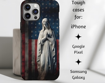 Our Lady of America Catholic Phone Case, Blessed Virgin Mary Vintage Artwork Christian Cover Mom Gift for iPhone, Pixel, Samsung Galaxy