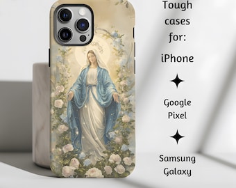Our Lady of Grace Catholic Phone Case, Blessed Virgin Mary Vintage Christian Tough Cover Mother's Day Gift, iPhone, Pixel, Samsung Galaxy