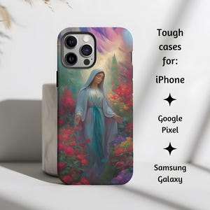 Our Lady of Grace Schöner Garten Katholische Handyhülle, Schutzheilige Kunstdruck Tough Cover Geschenk für iPhone, Google Pixel und Samsung Galaxy