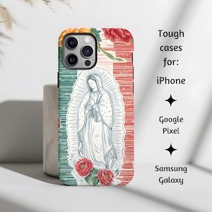 Our Lady of Guadalupe Mexikanische Rosen Katholische Handyhülle, Jungfrau Maria Kunstwerk Tough Cover Mom Geschenk für iPhone, Google Pixel & Samsung Galaxy