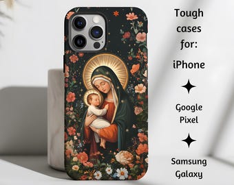 Virgin Mary and Sleeping Baby Jesus Goodnight Phone Case, Catholic Case, Madonna and Child Cover for iPhone, Google Pixel, Samsung Galaxy
