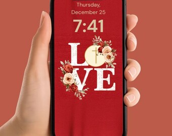 Heilige Eucharistische Liebe Blumen Telefon-Tapeten-Set | Katholischer Telefon-Kunst-Hintergrund | Sofortiger digitaler Download