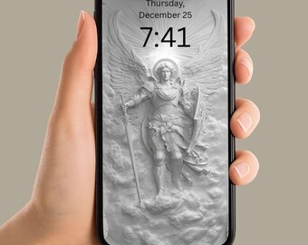 St. Michael der Erzengel Relief-Handy-Tapeten-Set | Katholischer Telefon-Kunst-Hintergrund | Sofortiger digitaler Download