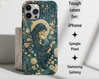Our Lady of Consolation Garden Catholic Phone Case, Madonna and Child Patron Saint Vintage Christian Cover, iPhone, Pixel, Samsung Galaxy