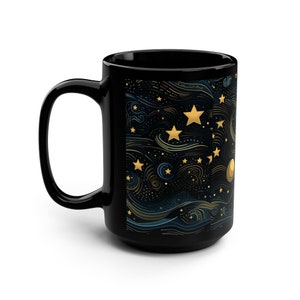 Cute Starry Night Coffee Mug, Festive Halloween Ceramic Mug, Fall aesthetic, Moon Space Art gift for Teacher, Fall Decor Starry Night Cup image 6