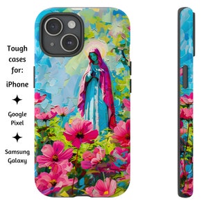 Unsere Dame von Fatima Gemälde Handyhülle, Jungfrau Maria Monet Stil Kunst, katholische Handyhülle für iPhone, Google Pixel & Samsung Galaxy