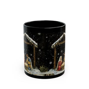 Silent Night Nativity Catholic Mug, Festive Christmas Holy Family Mug, Winter Aesthetic, Christmas Theme Mug, Catholic Christmas Gift Mug image 6